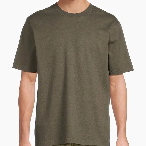 Saks Fifth Avenue Cotton Short Sleeve Crewneck Tee- Olive - Picture 2 of 7
